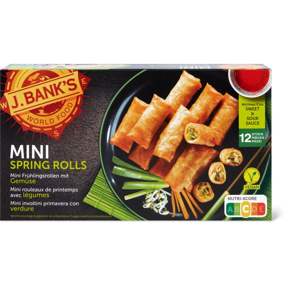 J.Bank's Mini Mini Frühlingsrollen mit Gemüse und Sweet & Sour Sauce - 12 Stück
