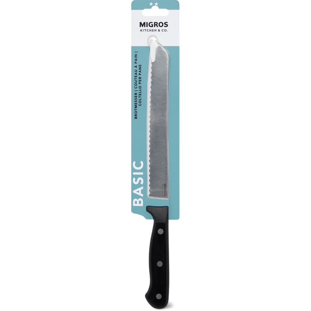 Migros Kitchen & Co. Brotmesser schwarz, Edelstahl, 20 cm