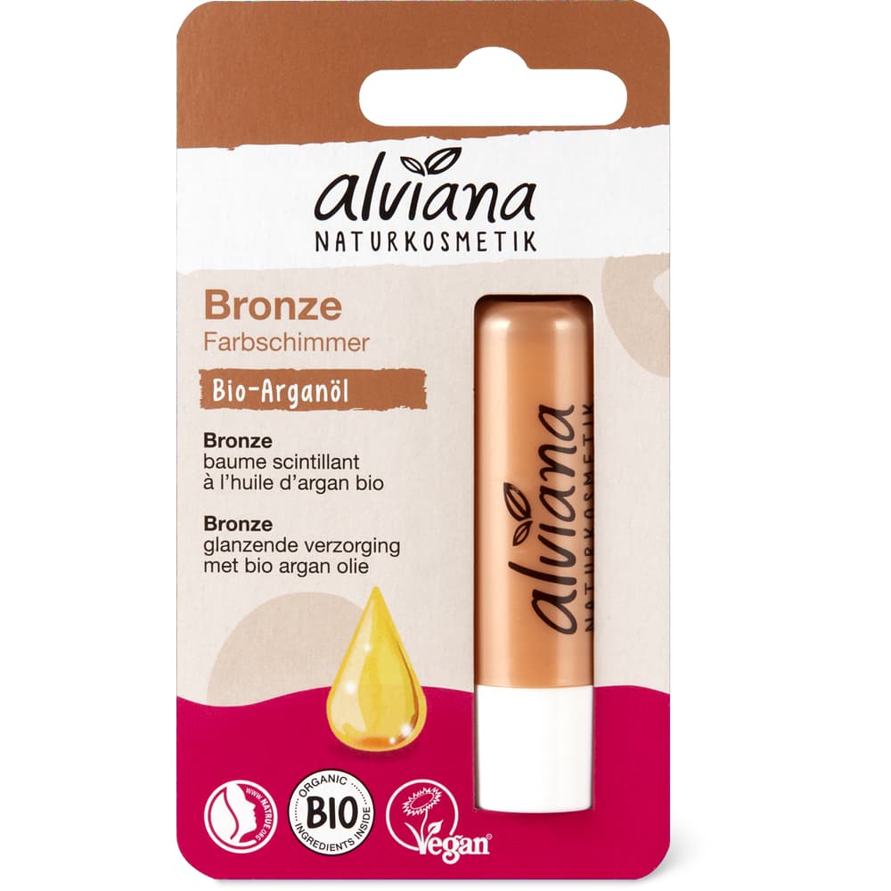 Alviana Lippenpflege Farbschimmer Bronze, Arganöl, vegan
