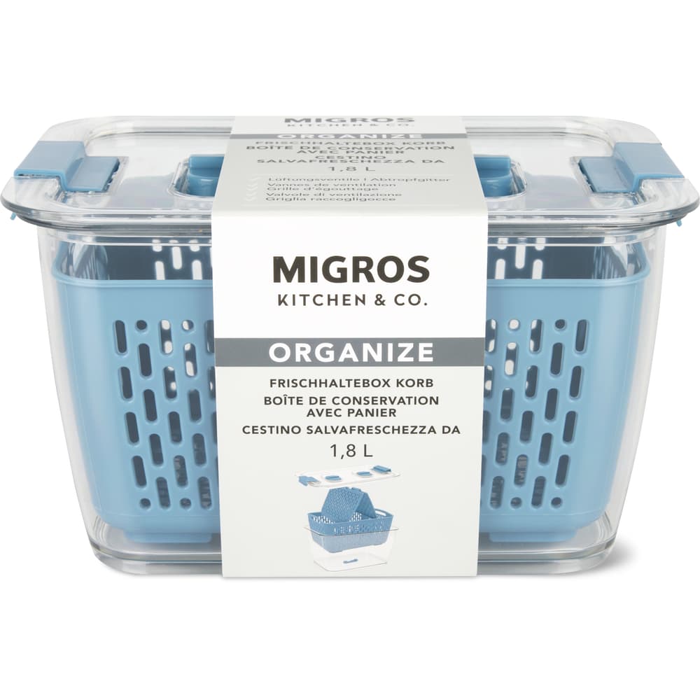 Migros Kitchen & Co. Frischhaltebox mit Korb 1.8l