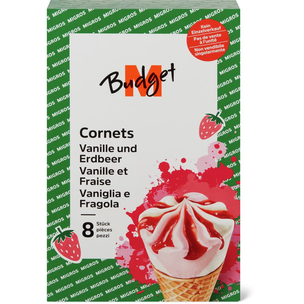 M-Budget Cornets Vanille & Erdbeer