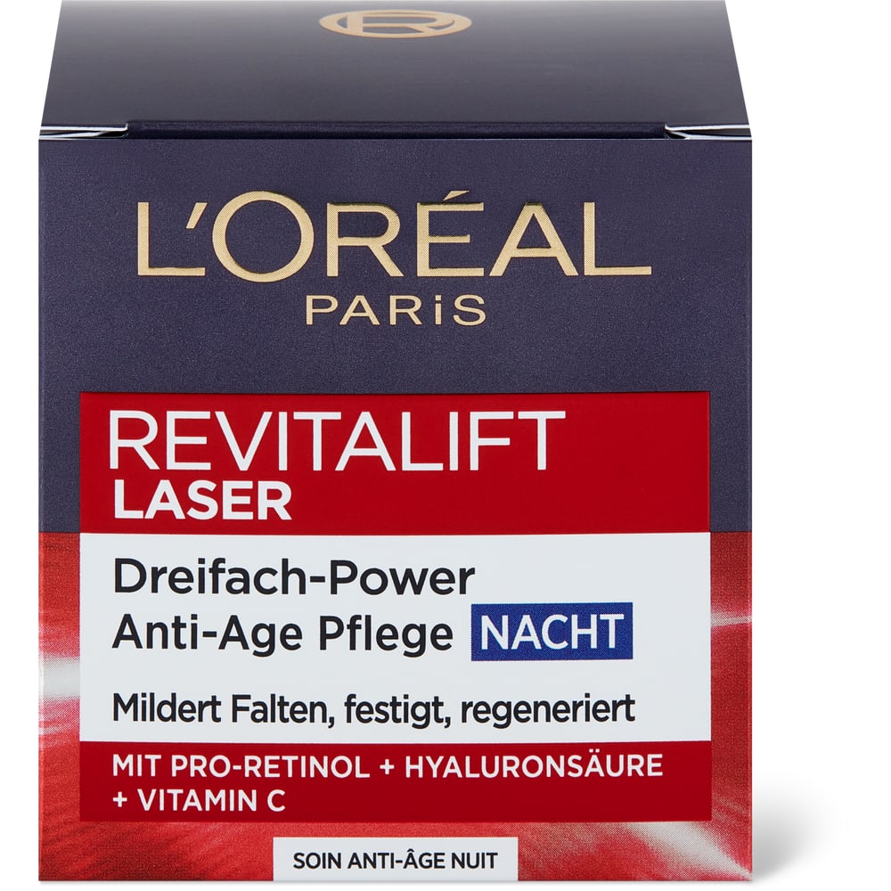 L'Oréal Paris Revitalift Laser Anti-Age Nachtpflege Pro-retinol, Hyaluronsäure & Vitamin C