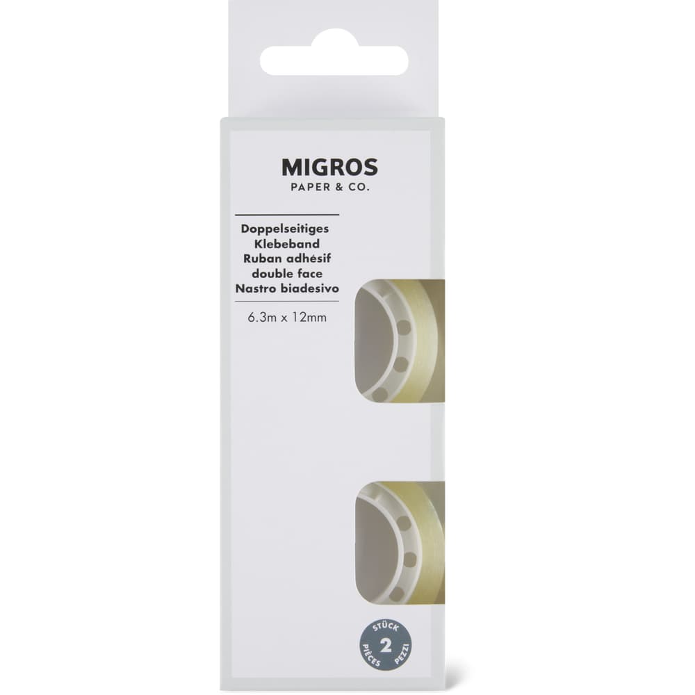 Migros Paper & Co. Doppelseitige Klebebänder 6,3m x 12mm