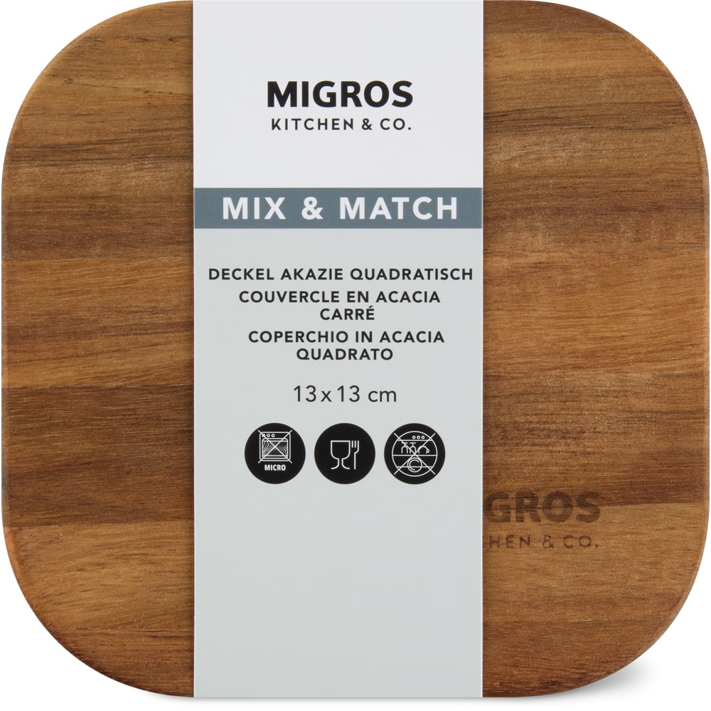 Migros Kitchen & Co. Deckel Akazienholz QDR, 13.4cm x 13.4cm