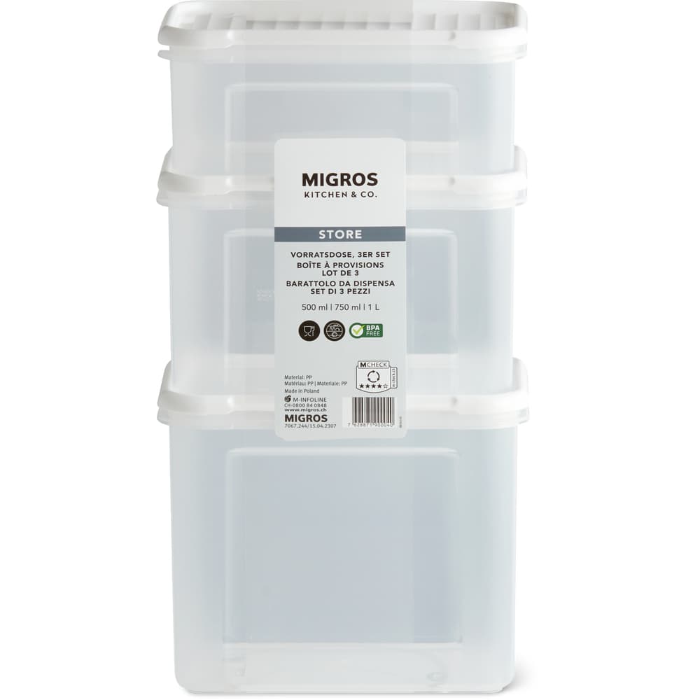 Migros Kitchen & Co. Vorratsdose 0.5l, 0.75l, 1l