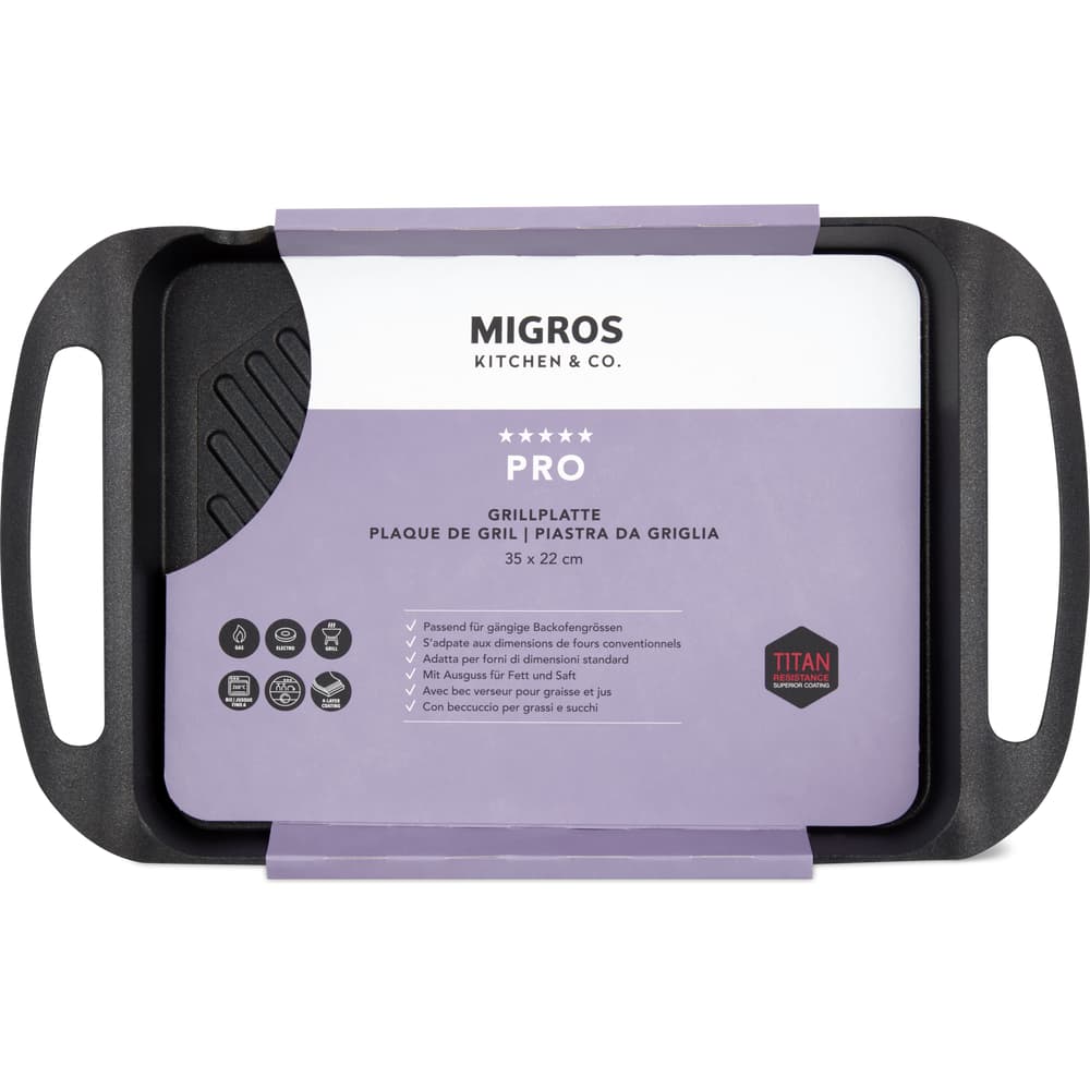Migros Kitchen & Co. Pro Grillplatte 35 x 22 cm, schwarz