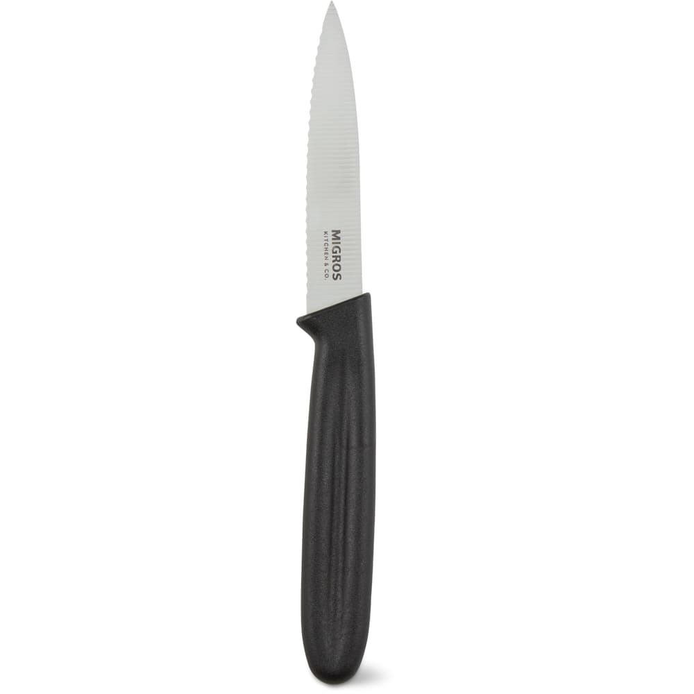 Migros Kitchen & Co. Rüstmesser mit Wellenschliff schwarz, Edelstahl, Klinge: 9 cm