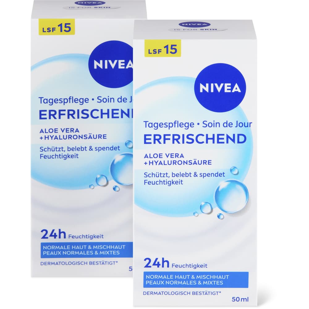 Nivea Erfrischende Tagespflege Duo LSF 15, Aloe Vera, Hyaluronsäure