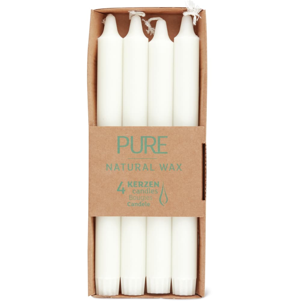 Migros Ambiance Kerzen Pure Natural Wax, Stearin, 10h, 250 x 23mm, 4x97g