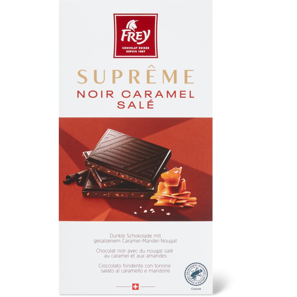 Frey Suprême Tafelschokolade Dunkle Caramel-mandel-Nougat