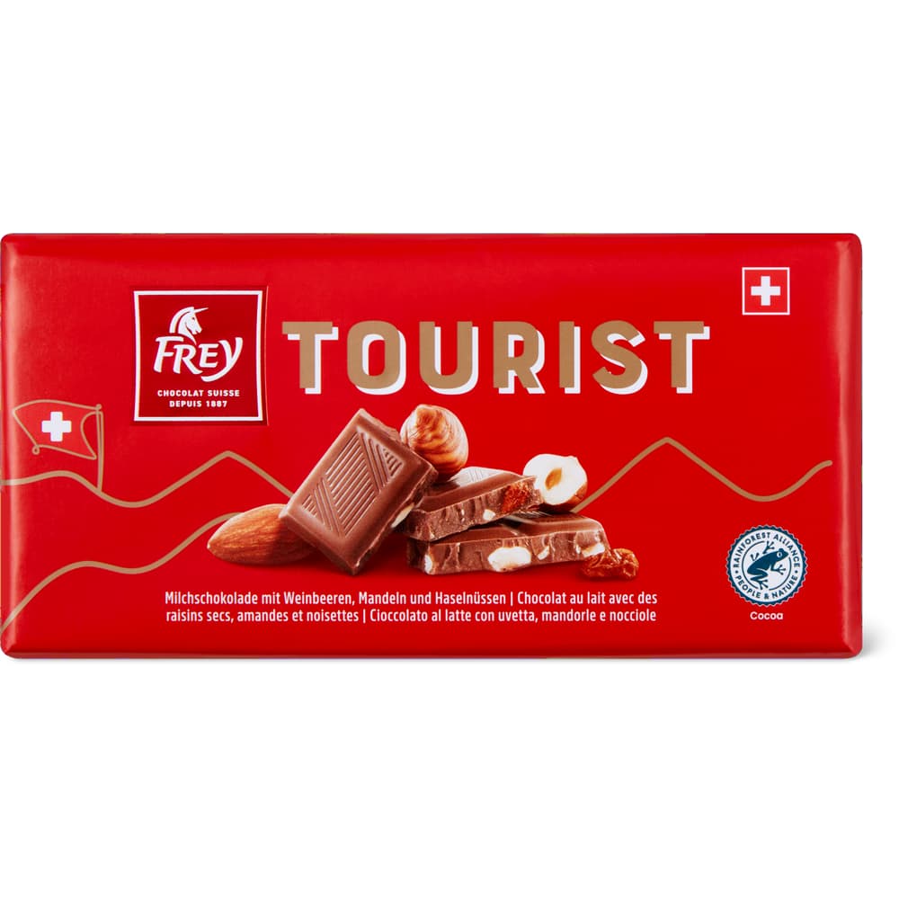Frey Tourist Tafelschokolade Milchschokolade, Rosinen, Nüsse und Mandeln