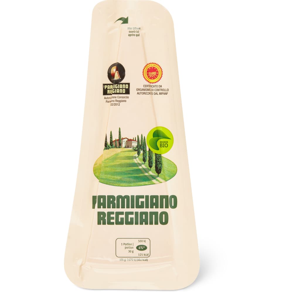 Migros Bio Parmigiano Reggiano Italianischer Extra-Hartkäse , 3/4-fett, mit Rohmilch hergestellt
