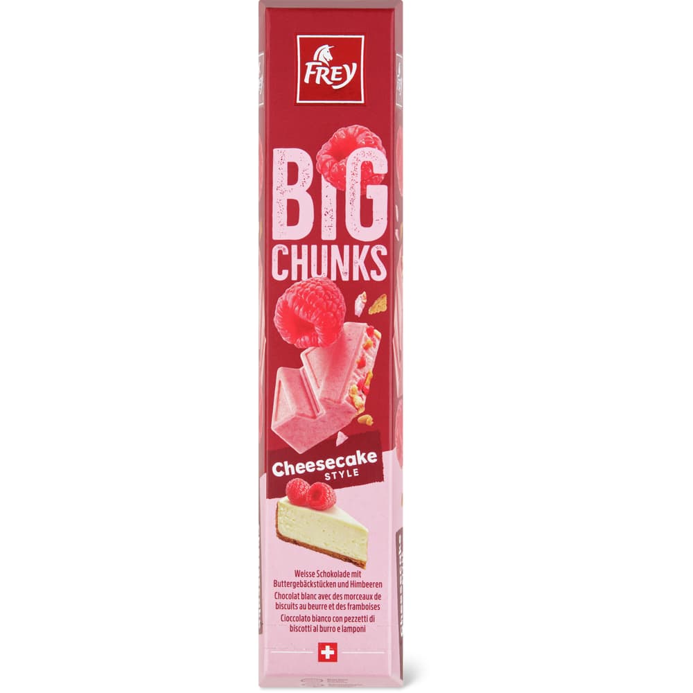 Frey Big Chunks Weisse Schokolade Buttergebäckstücken und Himbeeren