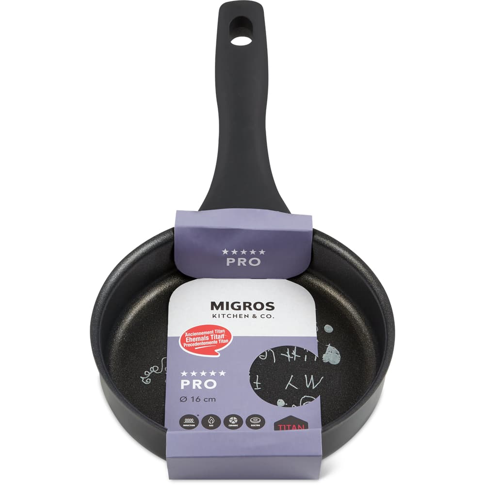 Migros Kitchen & Co. Pro Bratpfanne Ø 16 cm, flach, schwarz