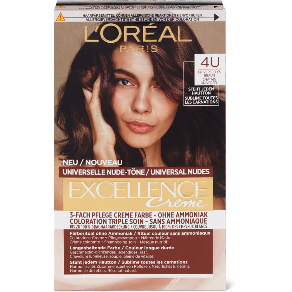L'Oréal Paris Coloration Nude 4U Braun, permanent, ohne Ammoniak