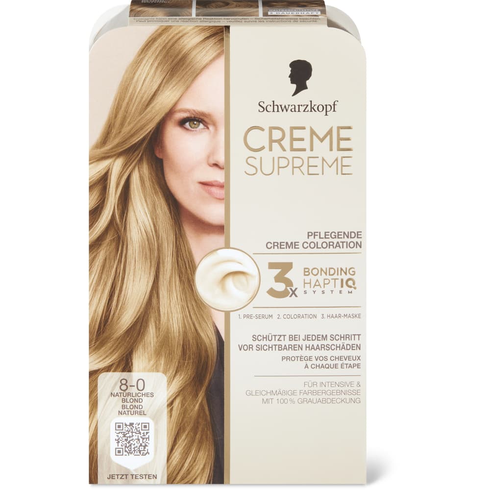 Schwarzkopf Creme Supreme Coloration 8.0 Natürliches Blond, permanent