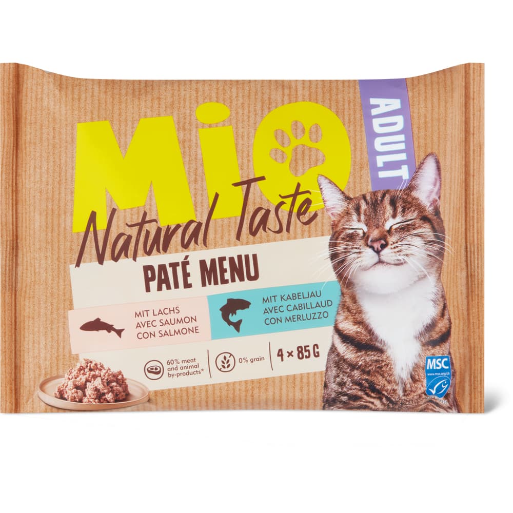 Mio Natural Taste Adult Paté Menu mit Lachs und Kabeljau