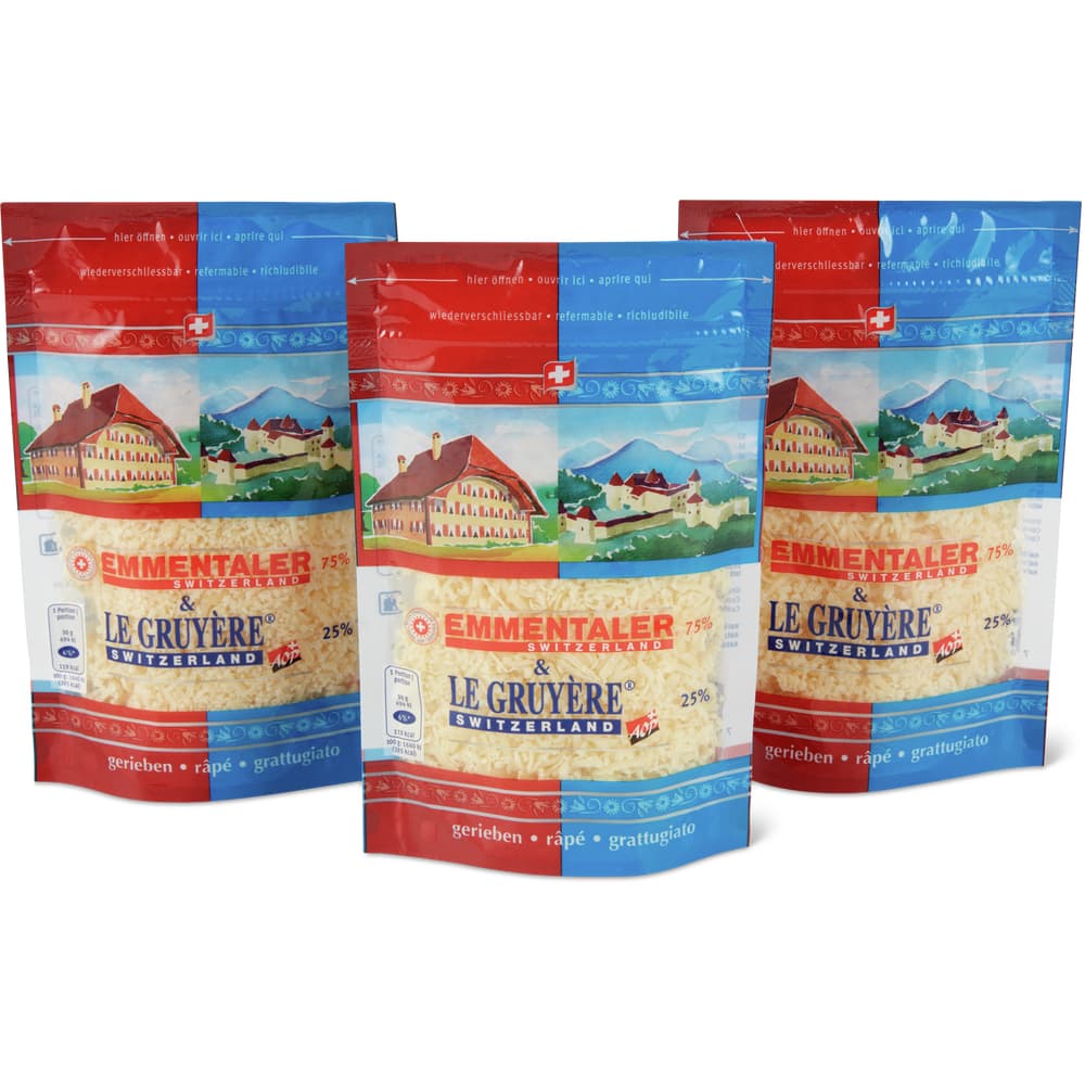 Reibkäse Emmentaler und Gruyère