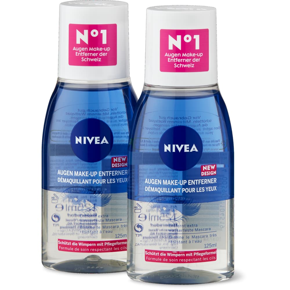 NIVEA 2-Phasen Augenreiniger Mit Biotin & Kornblume | 125 Ml, Für Wasserfestes Make-up | Auch Für Kontaktlinsenträger