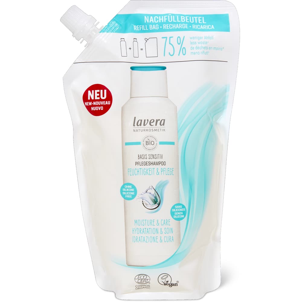 Lavera Basis sensitiv Feuchtigkeit & Pflege Shampoo normales & trockenes Haar, Refill, vegan