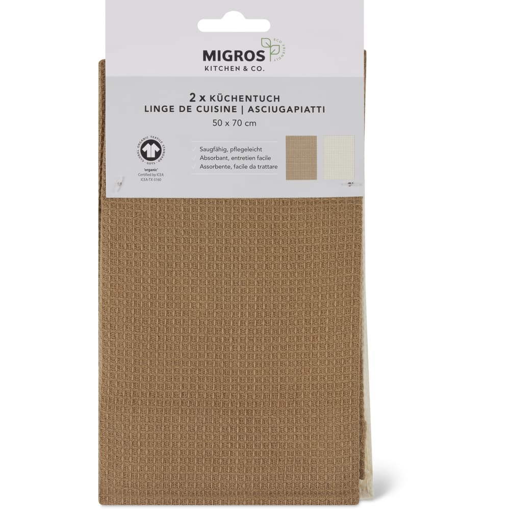 Migros Kitchen & Co. Küchentuch Waffel braun, beige