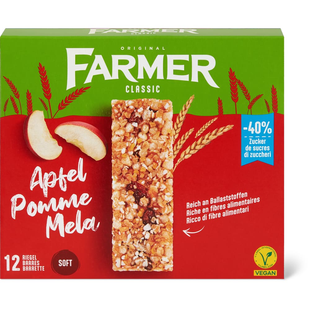 Farmer Classic Getreideriegel Apfel, 40% weniger Zucker