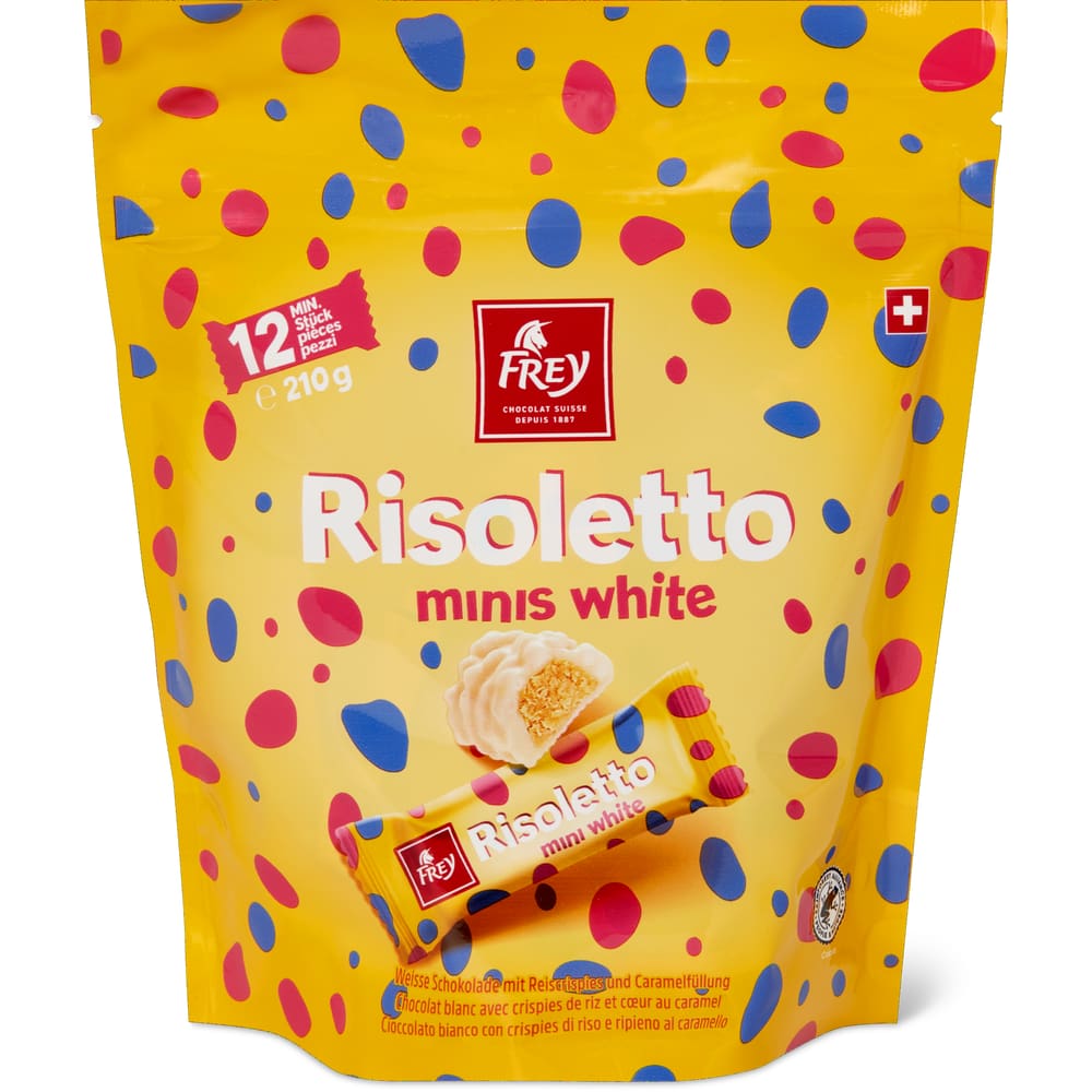Frey Risoletto Weisse Schokolade mit Reiscrispies und Caramelfüllung