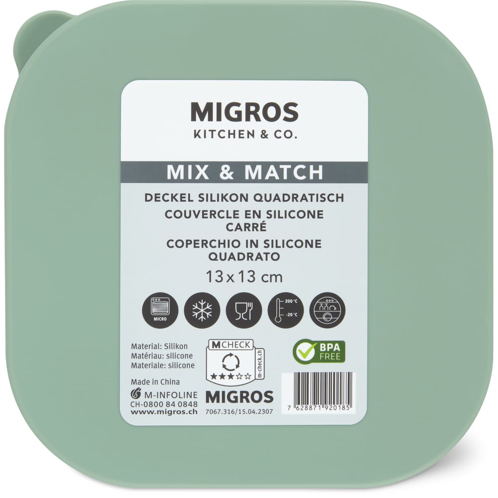 Migros Kitchen & Co. Deckel Silikon quadratisch, 13.5cm x 13.5cm