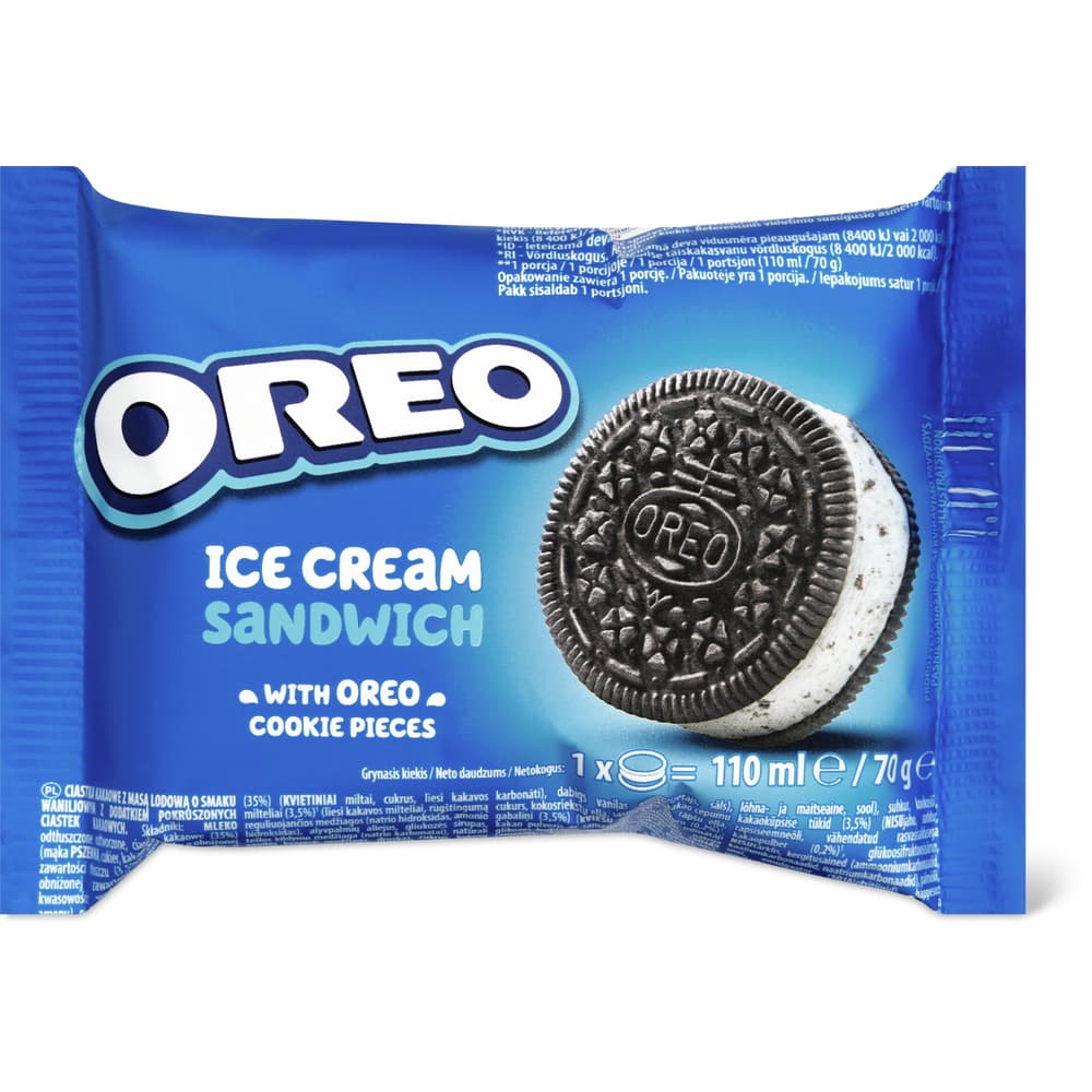 Oreo Ice Cream Sandwich with oreo cookie pieces