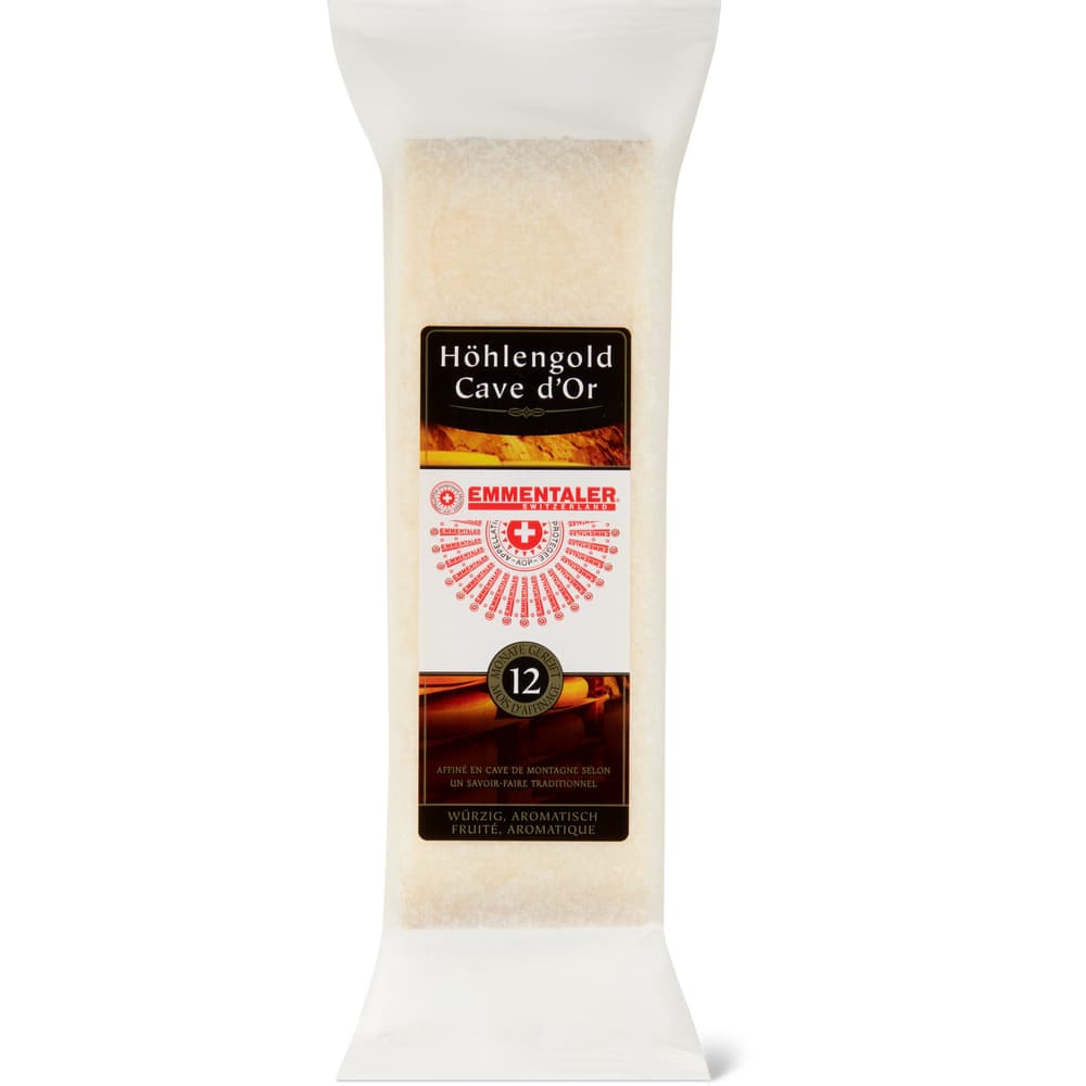 Cave d'Or Emmentaler Schweizer Hartkäse, vollfett, aus Rohmilch Würzig und aromatisch