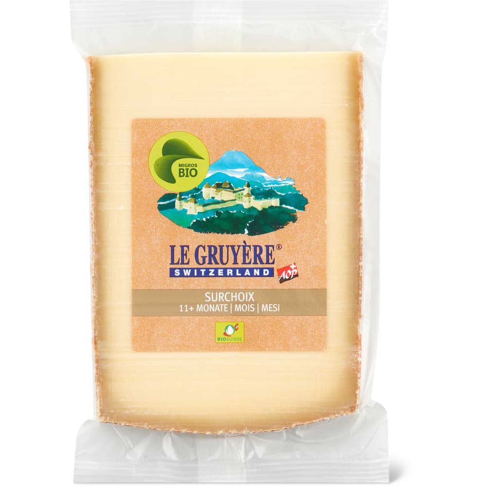 Migros Bio Le Gruyère AOP Schweizer Hartkäse, vollfett, aus Rohmilch Surchoix