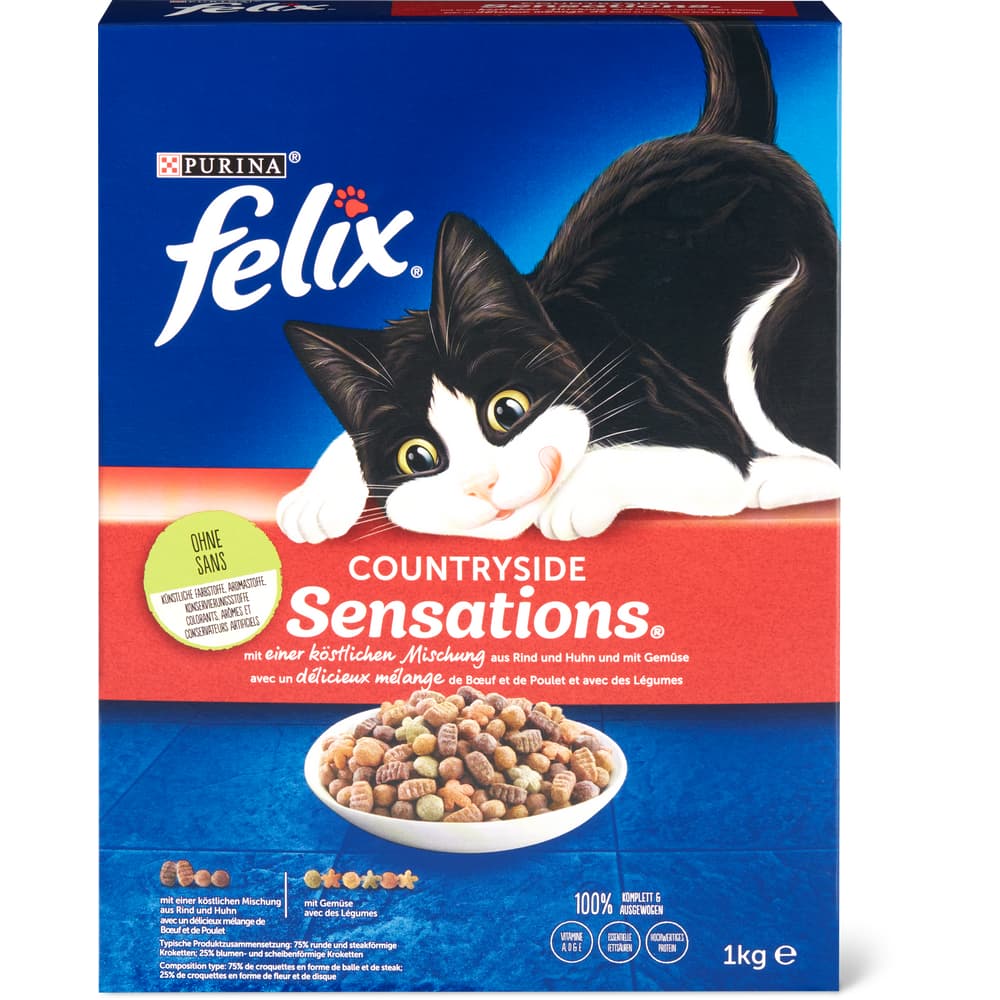 Felix Sensations Trockenfutter für Katzen Rind, Huhn und Gemüsegeschmack