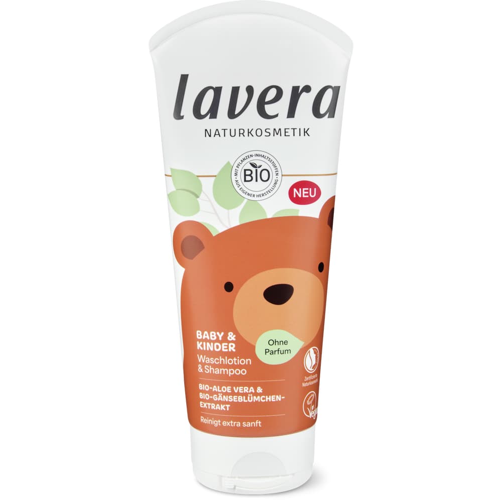 Lavera Washlotion & Shampoo 200ml ohne Parfum, Mandelöl, Jojobaöl