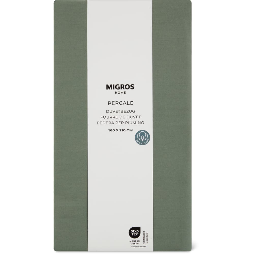 Migros Home Duvetbezug Percale 160x210cm, grün