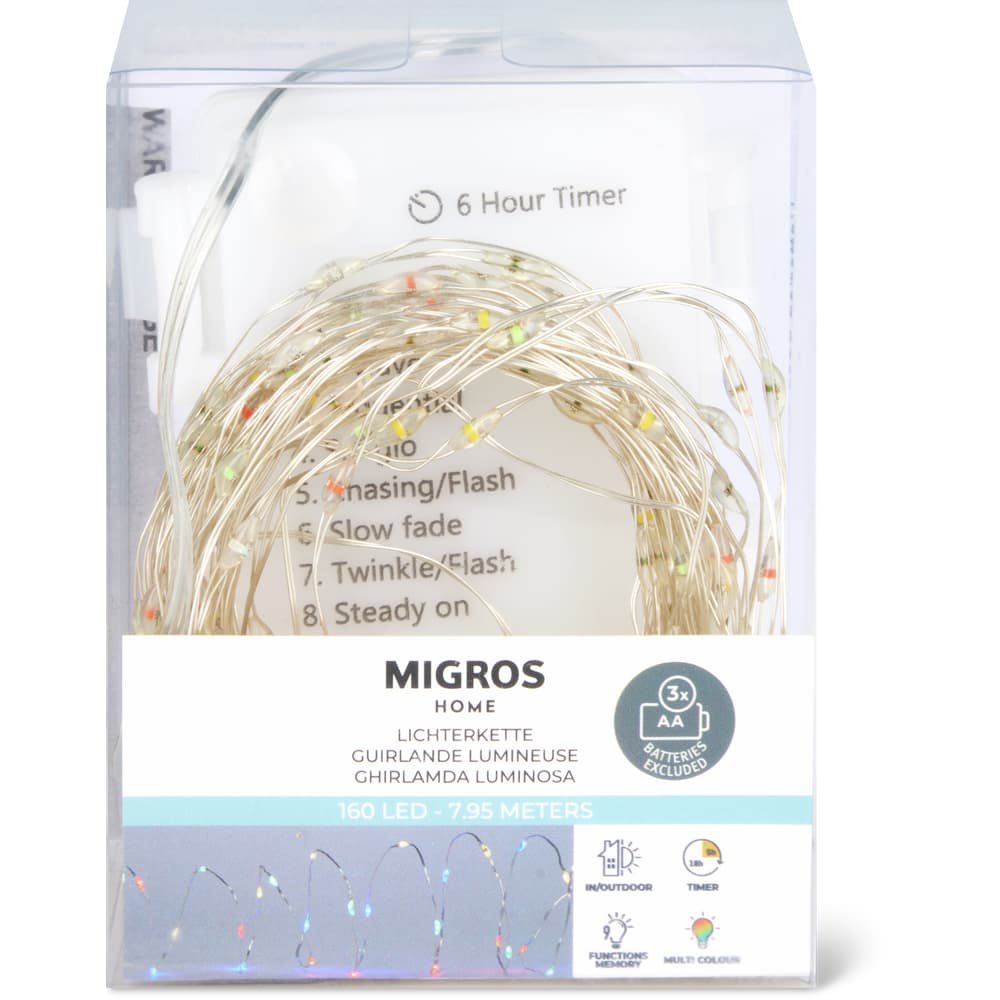 Migros Home LED Lichtdraht Indoor, 160 LED, multicolor