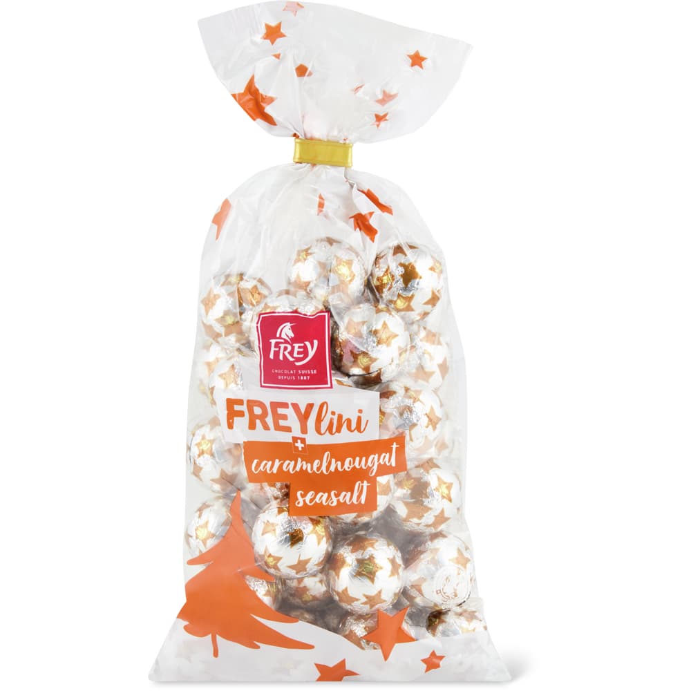 Frey Freylini Schokoladen-Kugeln Milchschokolade mit Karamellnougat und Mandelfüllung, Meersalz