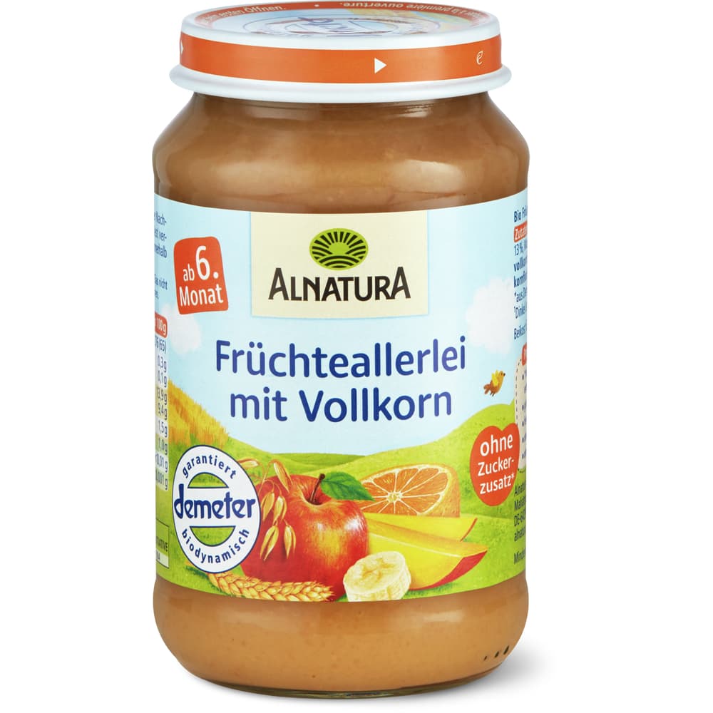 Alnatura Demeter Babygläschen Früchtasllerlei mit Vollkorn Ab 6 Monaten