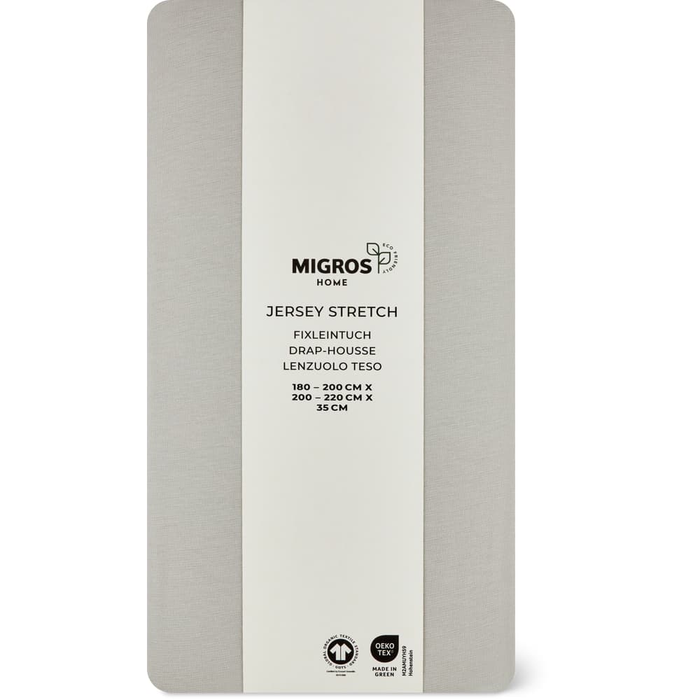 Migros Home Fixleintuch Jersey Stretch 180-200x200-220x35cm, hellgrau