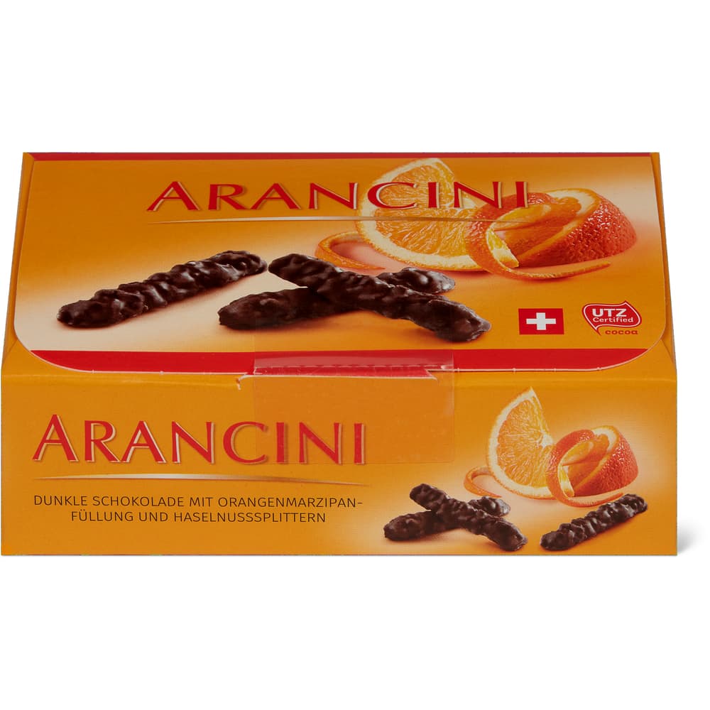 Zentis Dunkle Schokolade Orangenmarzipanfüllung & Haselnusssplitter