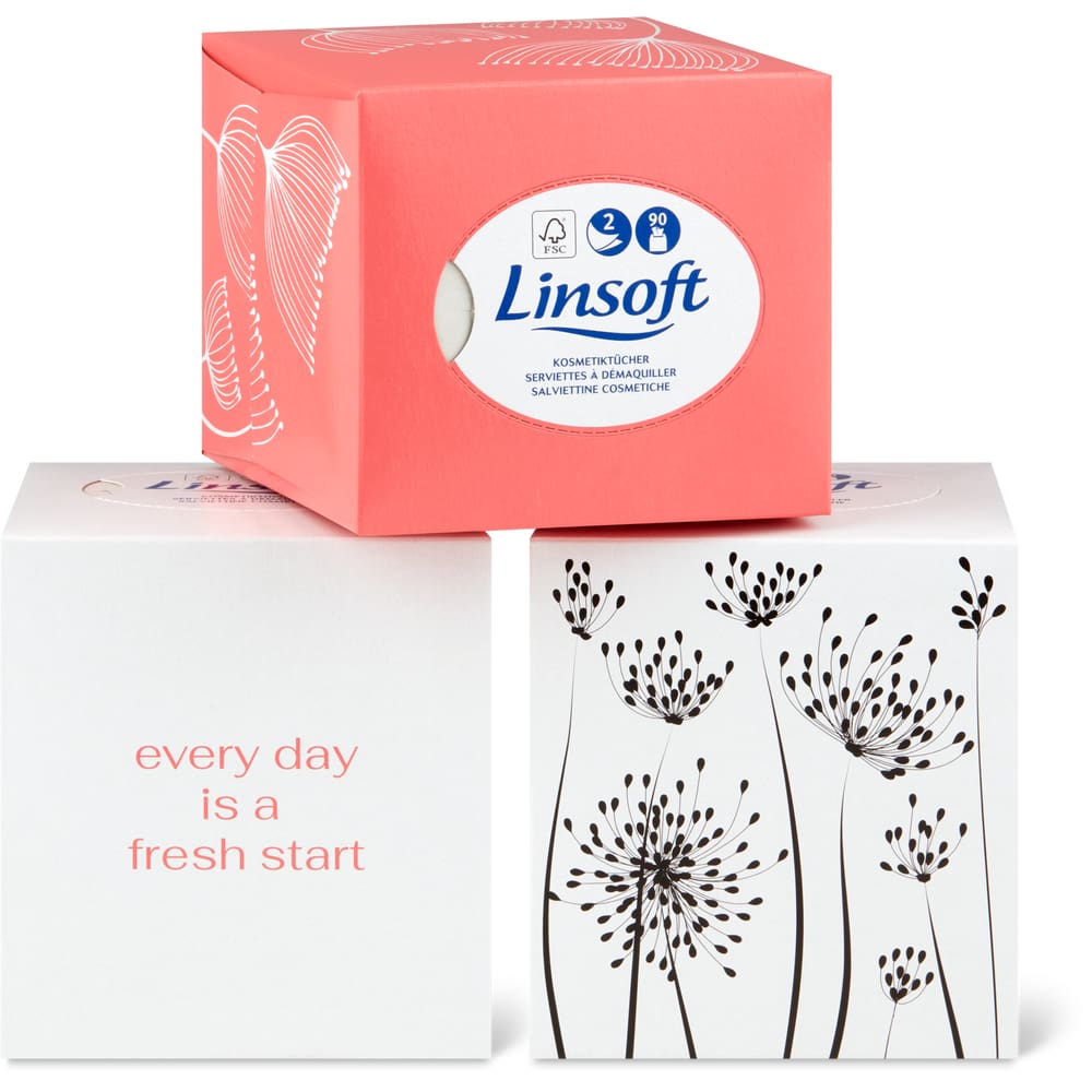 Linsoft Kosmetiktücher 3 x 90 Blätter, 2 lagig