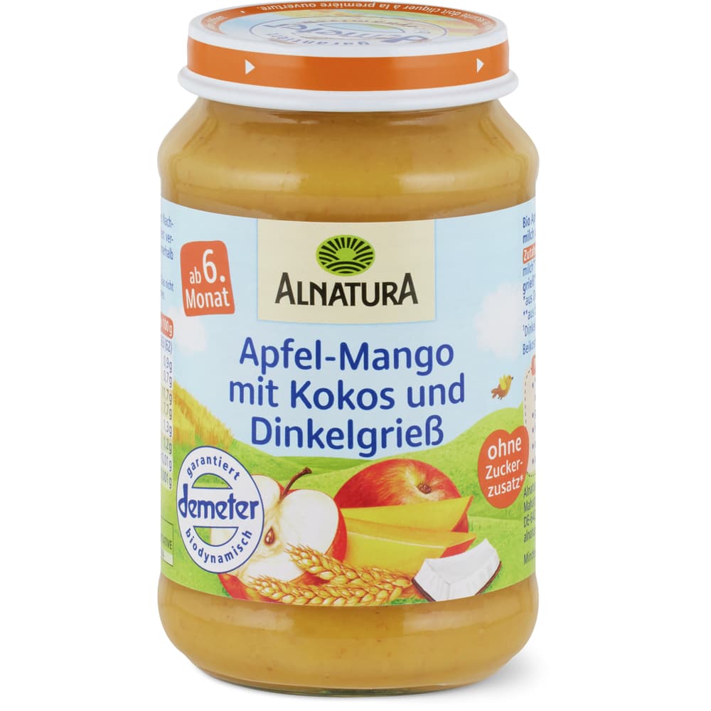 Alnatura Demeter Babygläschen Apfel, Mango & Kokosnuss Ab 6 Monaten