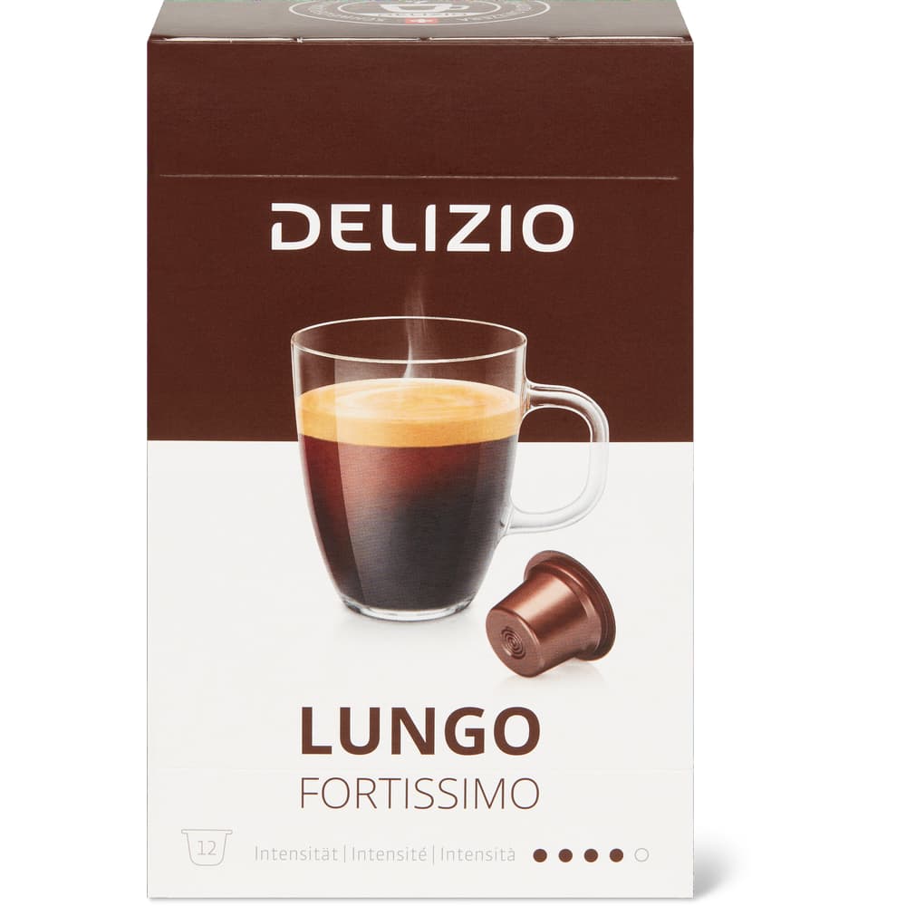 Delizio Lungo Fortissimo Kaffee-Kapseln Gehaltvoll und intensiv, System Delizio