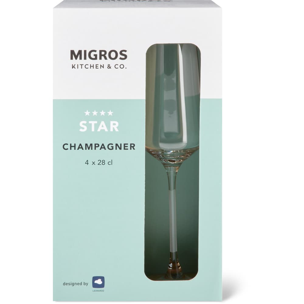 Migros Kitchen & Co. Champagnerglas Star Transparent, 28cl
