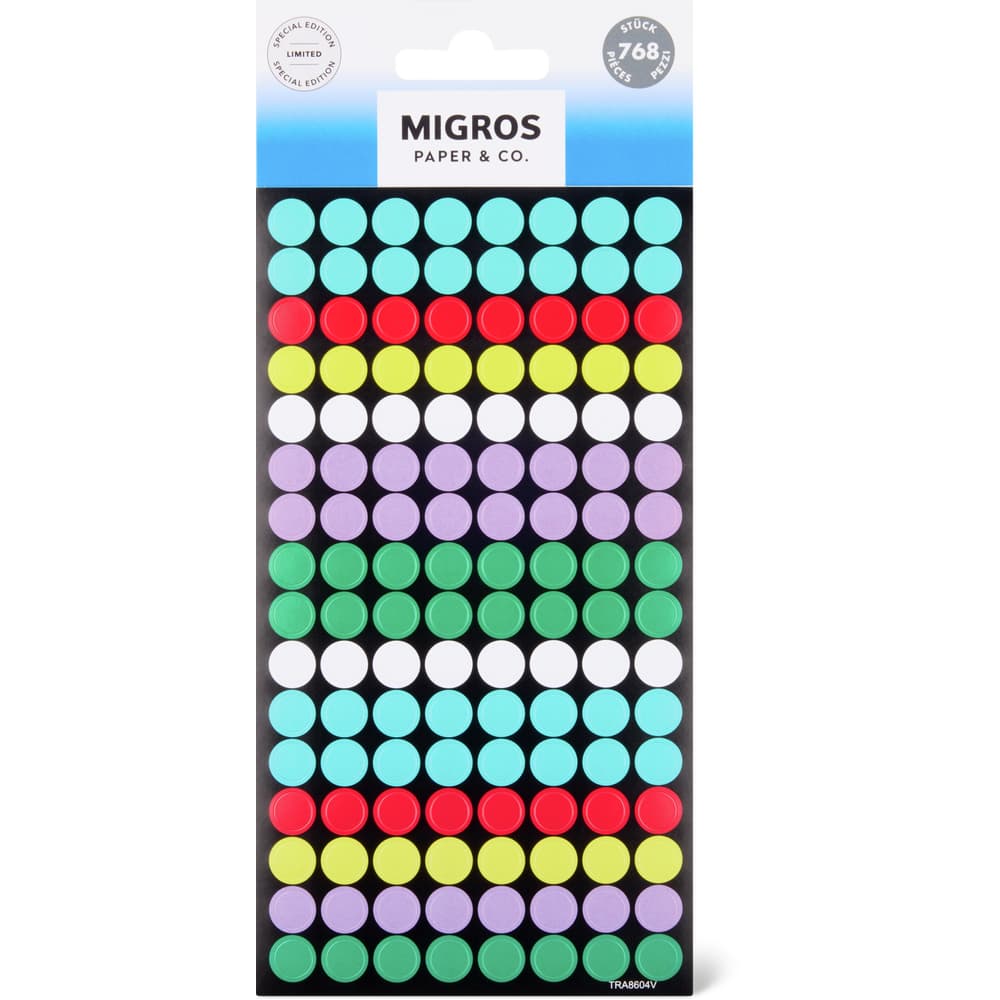 Migros Paper & Co. Sticker Mini Rund, farbig