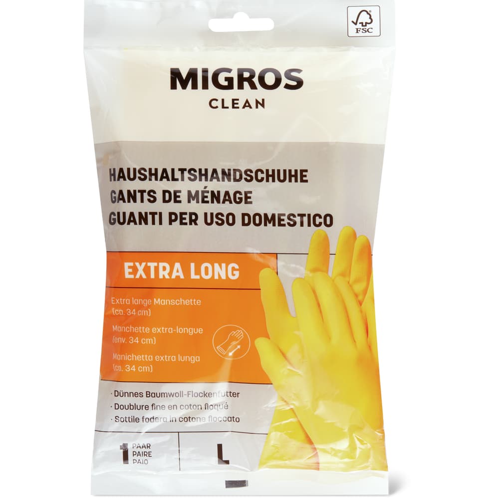 Migros Clean Haushaltshandschuhe extra long Grösse S
