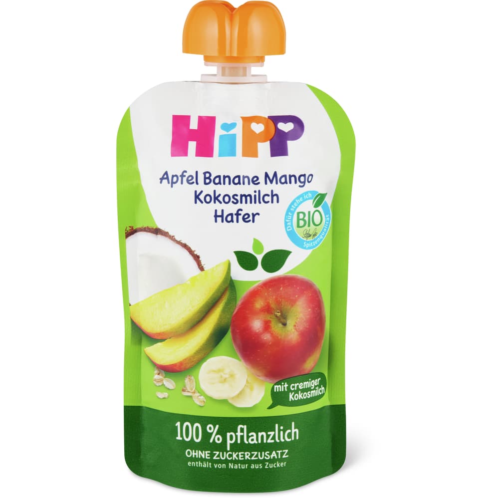 HiPP Bio Quetschbeutel für Babys Apfel, Banane, Mango und Kokosmilch & Hafer Ab 12 Monaten