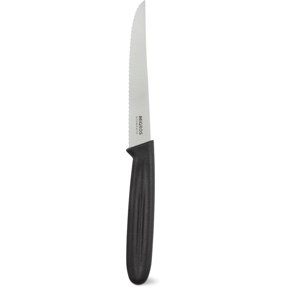 Migros Kitchen & Co. Rüstmesser mit Wellenschliff schwarz, Edelstahl, Klinge: 11 cm