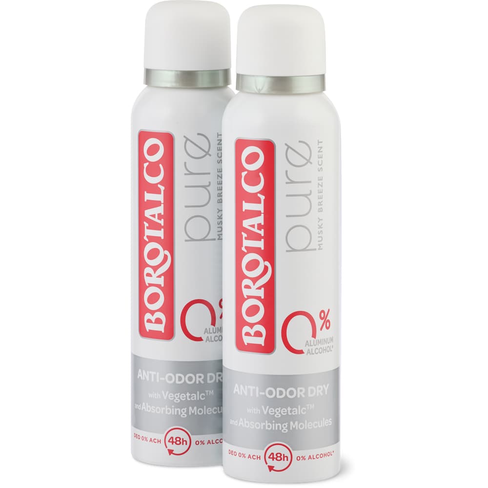 Borotalco Deo Spray Pure 0% Aluminium, 0% Alkohol, 48h