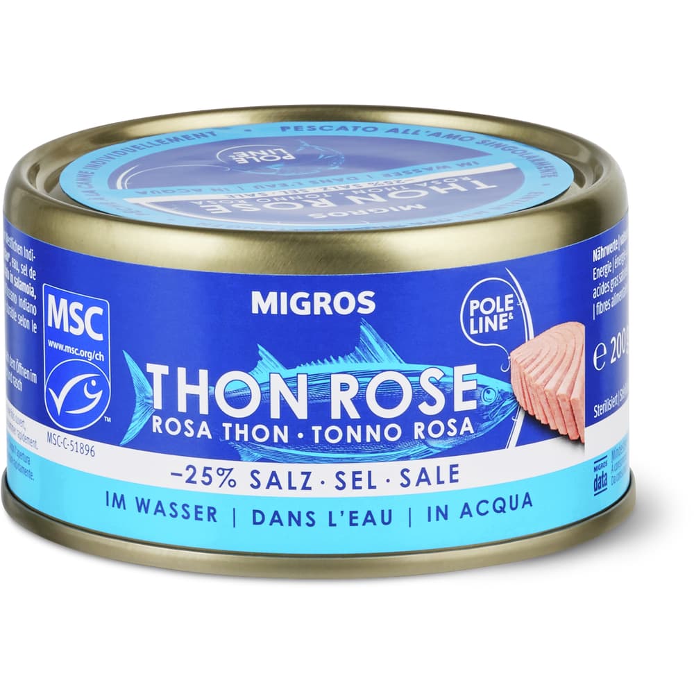 Migros MSC Rosa Thunfisch Im Wasser, 25 % weniger Salz