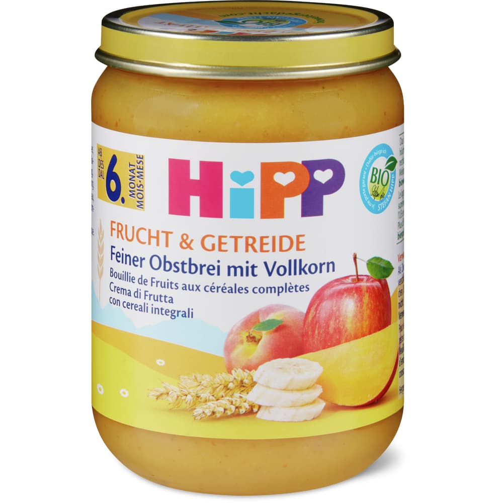 HiPP Bio Babygläschen Obst & Vollkorngetreide Ab 6 Monaten
